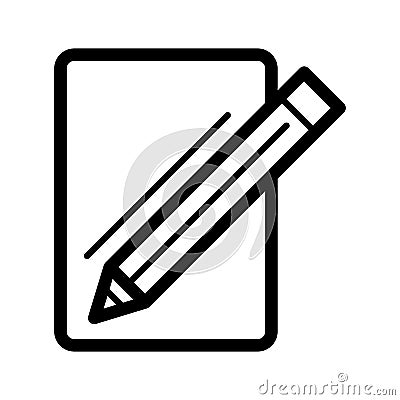 Blank paper and a pencil vector icon. Black and white illustration of note pad and pen. Outline linear icon. Vector Illustration