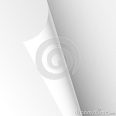 Blank Paper Sheet Curl Corner, Empty Page Bend Vector Illustration