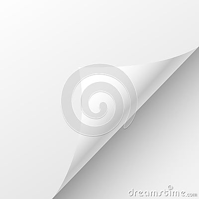 Blank Paper Sheet Curl Corner, Empty Page Bend Vector Illustration