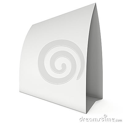 Blank paper tent card. 3d render. Cartoon Illustration