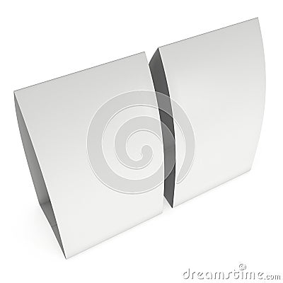 Blank paper tent card. 3d render. Cartoon Illustration