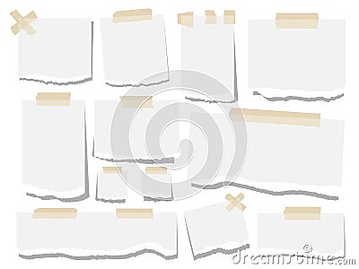 Blank paper torn page notes. Office notepaper sheets on white background Vector Illustration