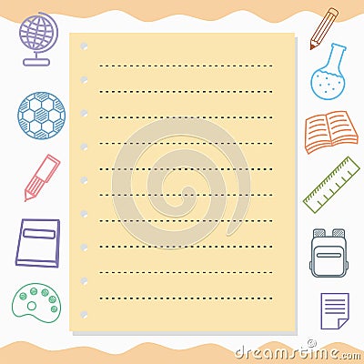 Blank Papper Illustration with Cute Icon Stock Photo
