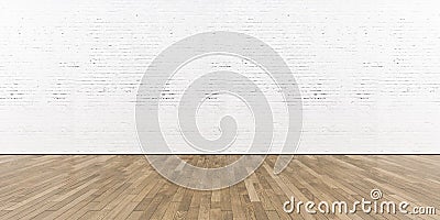 Blank part of white painted brick wall with wooden Stock Photo