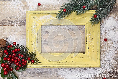Blank photo frame and Christmas decoration Stock Photo