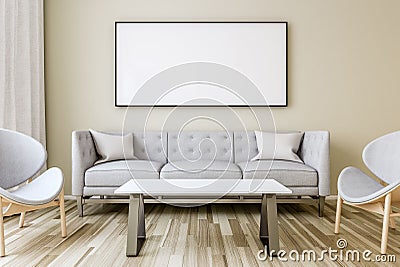 Blank picture frame on the wall in the living room Stock Photo