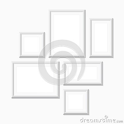 Blank picture frames, illustration, white Vector Illustration