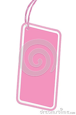 Blank Pink Cardboard Sale Tag Empty Price Label Pricetag Badge Isolated Macro Closeup Vertical Copy Space Stock Photo
