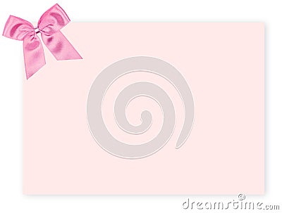 Blank pink gift tag with a bow Stock Photo