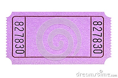 Blank pink movie or raffle ticket stub isolated white cutout Stock Photo