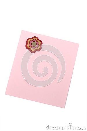 Blank pink note with magnet Stock Photo