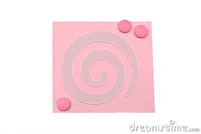 Blank pink note with magnet Stock Photo