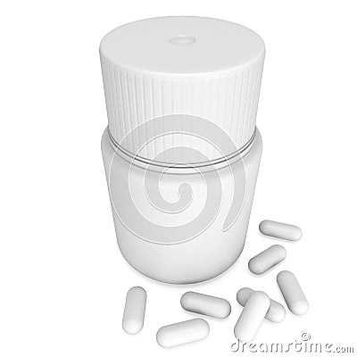 Blank plastic bottle of pills Cartoon Illustration