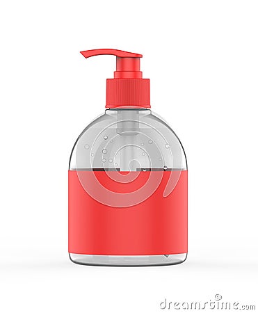 Blank Plastic Bottle with Pump Dispenser for hand wash, soap, sanitizer For Branding, 3d render illustration. Stock Photo