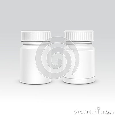 Blank Plastic Packaging Bottle with Cap for Pills Vector on Background Vector Illustration