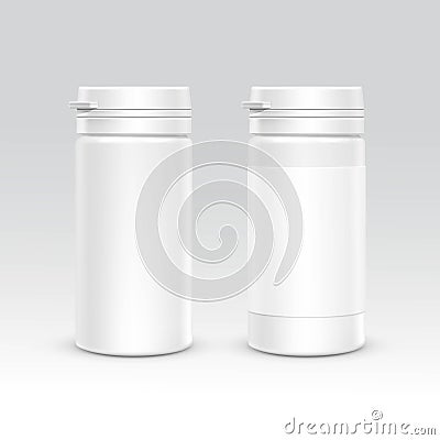 Blank Plastic Packaging Bottle with Cap for Pills Vector on Background Vector Illustration