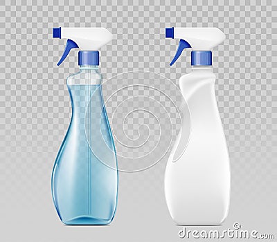 Blank plastic spray detergent bottle. Packaging template Vector Illustration
