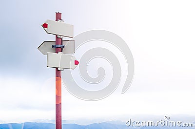 Blank pointer in the mountains Stock Photo