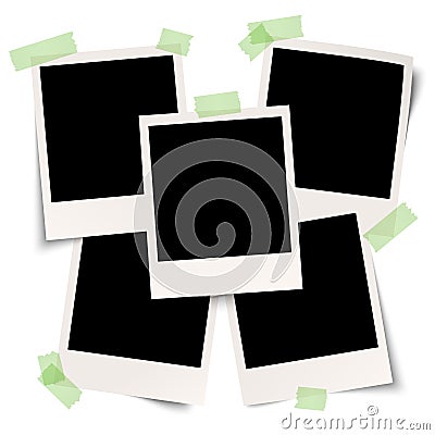 Blank polaroids with adhesive tape Vector Illustration