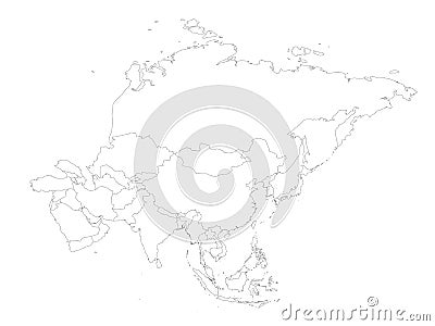 Blank political outline map of Asia continent. Vector illustration Vector Illustration