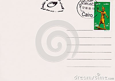 Blank Post Card from Egypt Editorial Stock Photo