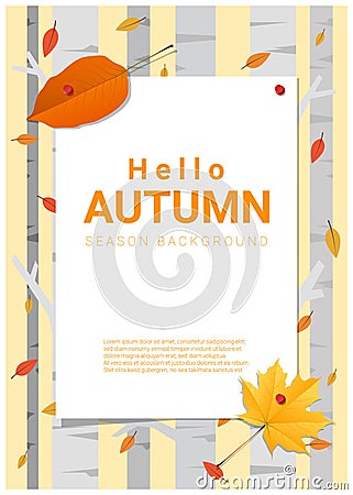 Blank poster on autumn theme background Vector Illustration