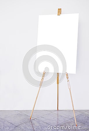 Blank Poster signboard wooden easel stand Painting Art equipment Stock Photo