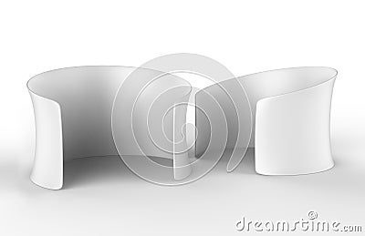 Blank Premium Round Tension Fabric Conference Trade Show Room . 3d Render Illustration. Stock Photo