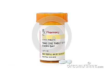 Blank Prescription Drug Container Stock Photo