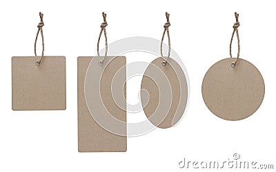 Blank price tag made frome craft paper isolate on white with clipping path Stock Photo