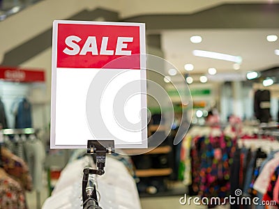 Blank product price tag Show sales of products In the mall Stock Photo