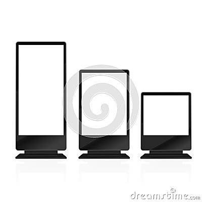 Blank Promo stand with LCD screen. mock up. Vector Cartoon Illustration