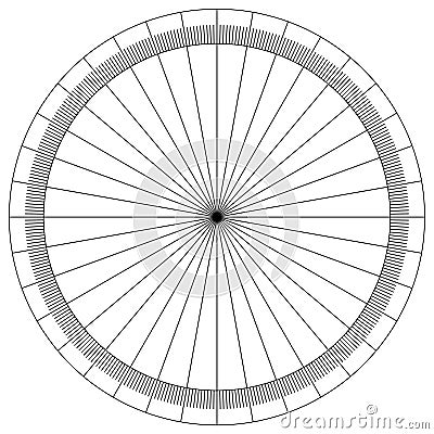 Blank protractor - Actual Size Graduation isolated on background vector Vector Illustration