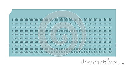 Blank punch card for electronic calculated data processing machines. Retro punchcard for input and storage in automated Vector Illustration