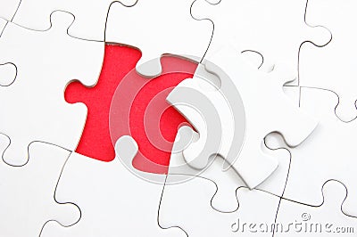 Blank puzzle with missing piece Stock Photo