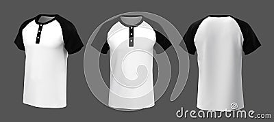 Blank raglan henley t-shirt mockup Cartoon Illustration