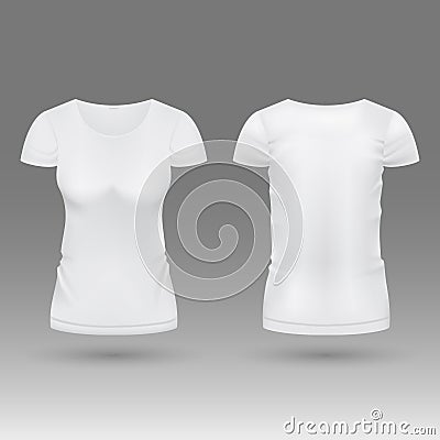 Blank realistic 3d white woman t shirt vector template isolated Vector Illustration