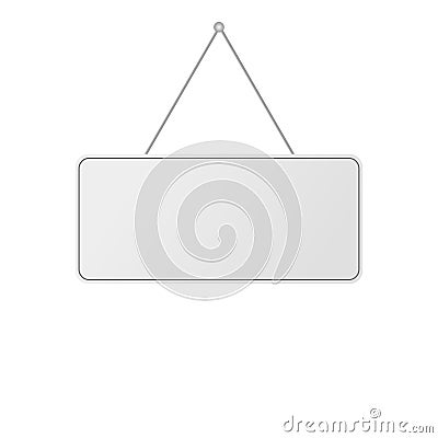 Blank realistic door hanging plate white background Vector Illustration