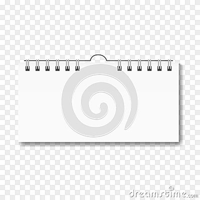 Blank realistic horizontal calendar on spiral Vector Illustration