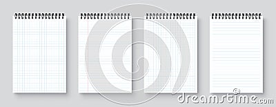 Blank realistic notebook, organizer and diary with lined and squared paper page template - stock vector Stock Photo