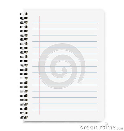 Blank Realistic Notebook Size A4 With Lines Vector Illustration