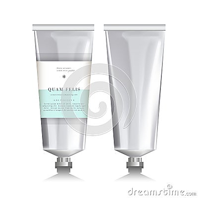 Blank realistic tube for cosmetics. White background. Vector Illustration