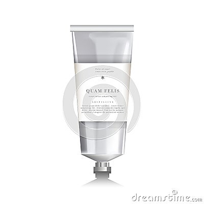 Blank realistic tube for cosmetics. White background. Vector Illustration