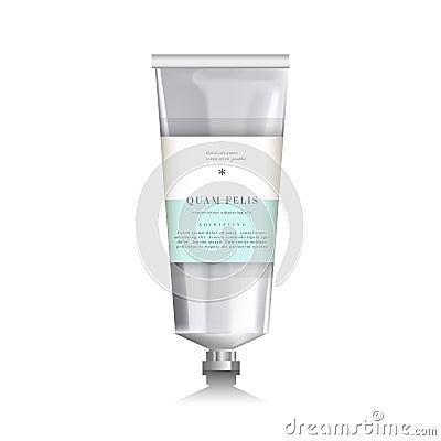 Blank realistic tube for cosmetics. White background. Vector Illustration
