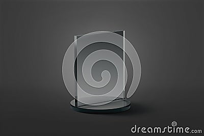 Blank rectangle glass award mockup, dark background Stock Photo