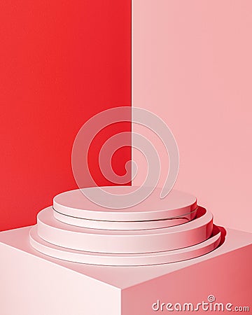 Blank red round pedestal Stock Photo