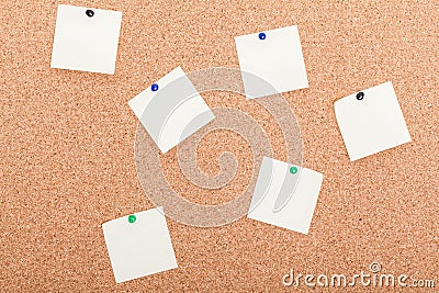 Blank reminder notes on a board Stock Photo