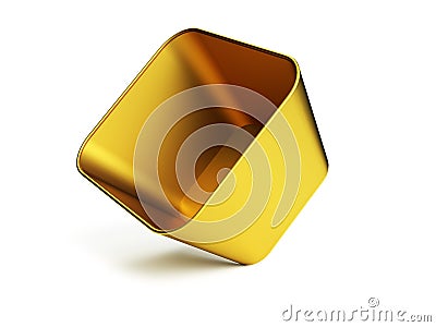 Blank right tilt 3d rendering open box for stage prop use, isolated white background elevated view Stock Photo