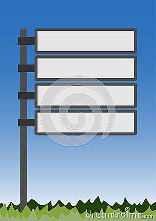 Blank road signage with blue background Vector Illustration