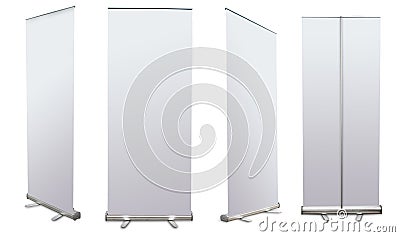 Blank roll up banner display Stock Photo